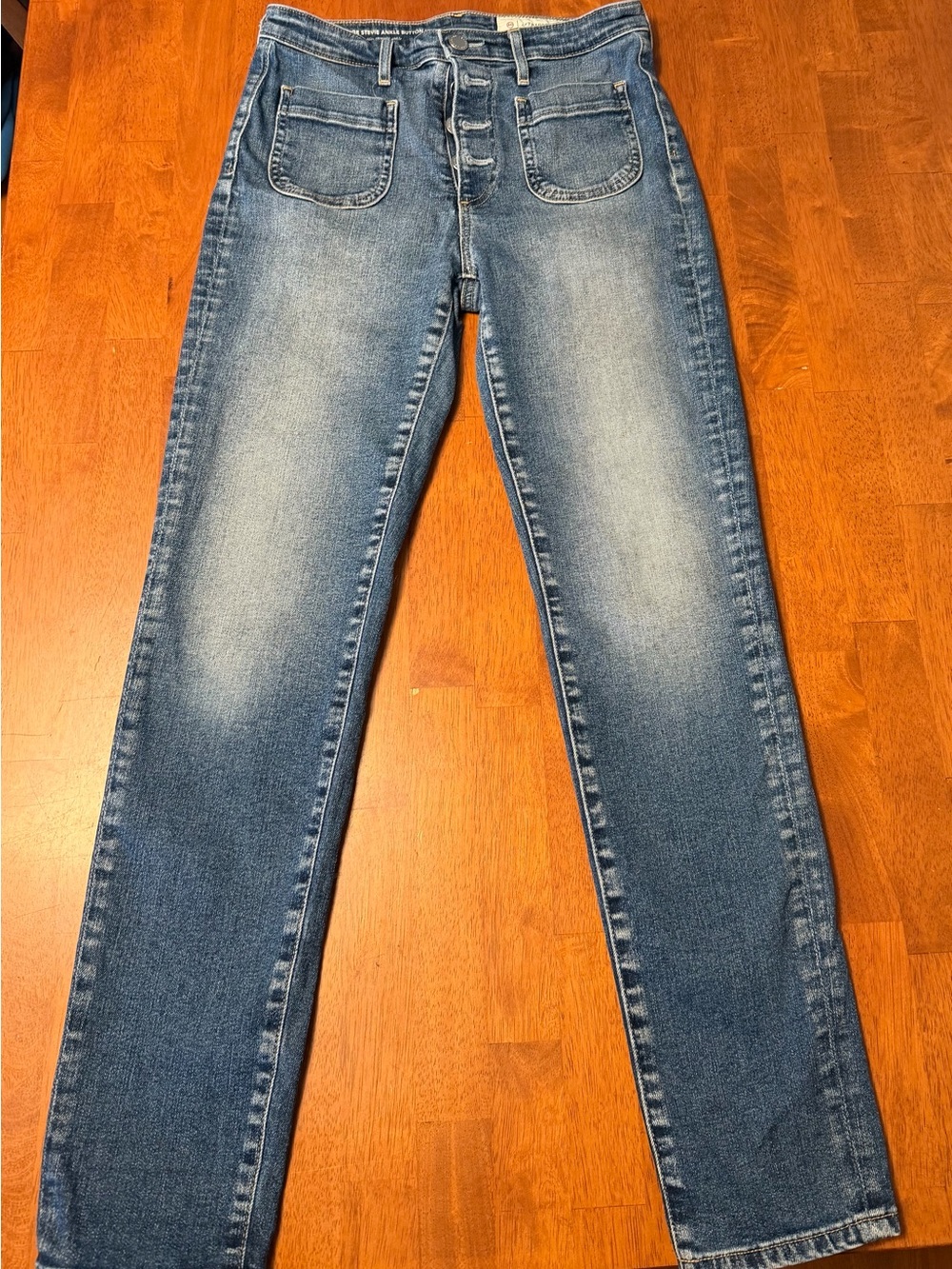 Anthropologie Classic Straight Leg Midwash Blue Jeans